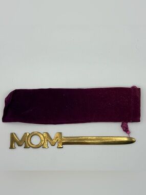 Vintage Brass MOM Letter Opener With Purple Velvet Sleeve